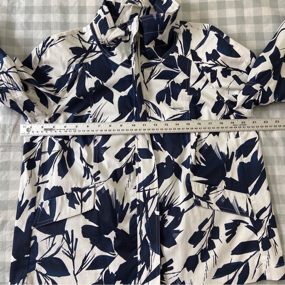 Rachel Adams blazer jacket cotton spandex white blue floral spring summer Medium - Picture 9 of 12